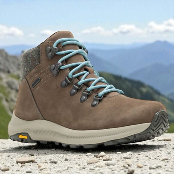 Merrell Trail Boots 5 Brown Ontario Mid WP Hiking Vibram Megagrip Gorpcore - Picture 12 of 12